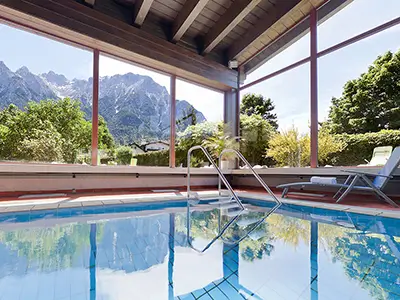 Our panoramic pool overlooking the Karwendel