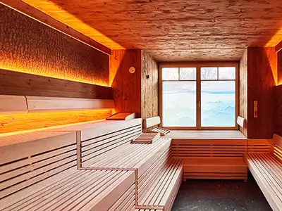 Gentle warmth in our organic sauna